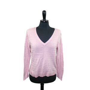 Talbots Pink Pima Cotton V Neck Pullover Sweater Petites L